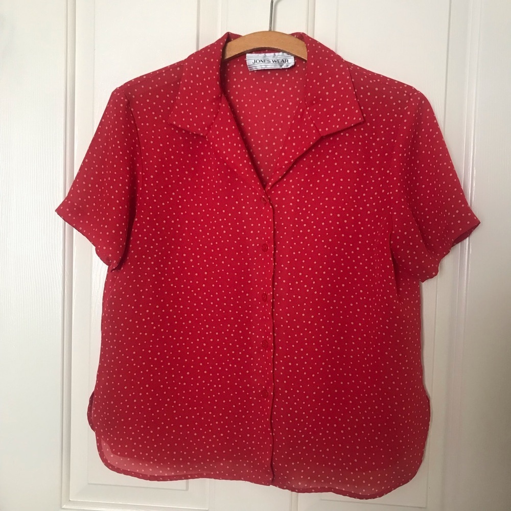 Jones Wear Red Polka Dot Women's Top Size Medium